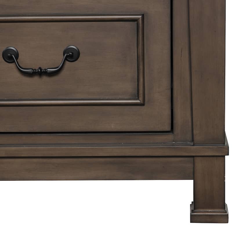 Furniture of America Quinlan Dark Walnut Wood 9-Drawer 2-Piece Dresser and Mirror Set