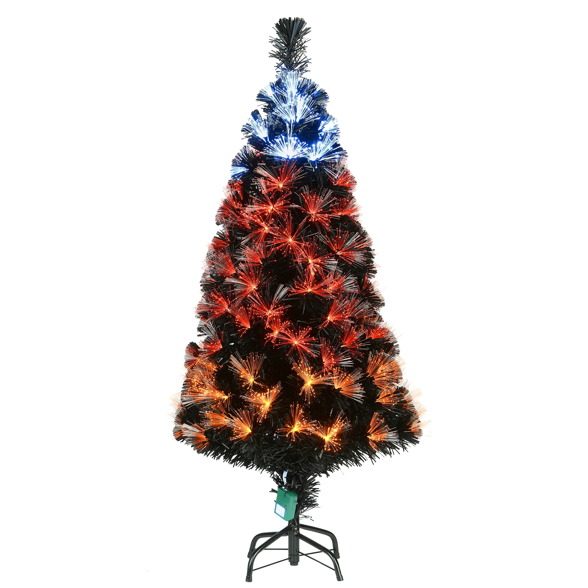 National Tree Company Halloween Pre-Lit Artificial Tree, Black, Fiber Optic, Candy Corn LED Lights, Includes Stand, 4 Feet