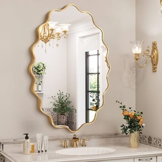Oval Aluminum Alloy Framed Irregular Wall Mirror