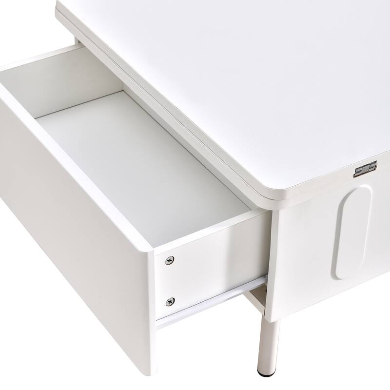 Lift Top Coffee Table with Two Drawers Foldable Top and Hidden Storage Compartment for Living Room Use