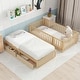 preview thumbnail 24 of 118, Wood Cribs Convertible Toddler Bed with Fence Guardrails and 2 Drawers Split into Independent Floor Bed and Daybed Slat Support
