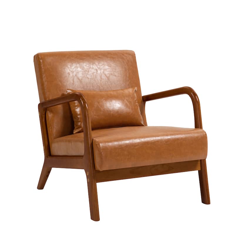 Mid Century Solid Wood Upholstered Accent Chair