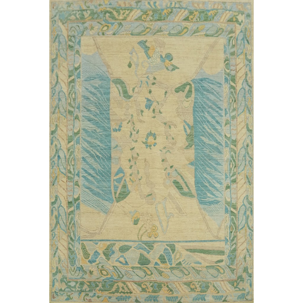 Handmade Wool Oushak Turkish Area Rug, Geometric Carpet - 11' 10'' X 9' 2''