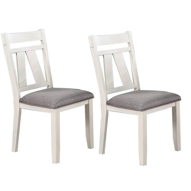 Lexi 24 Inch Classic Dining Side Chair, Padded Seat, Set of 2, Gray, White - Set of 2 - Grey