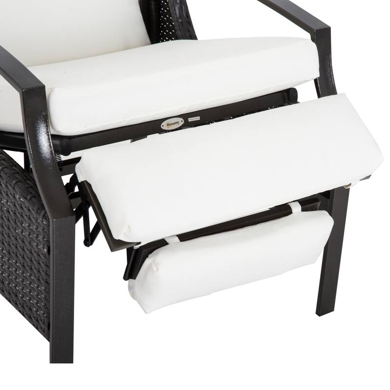 Outsunny Rattan Adjustable Recliner Chair with Hand-Woven All-Weather Wicker for Patio, Outdoor, Garden, Poolside
