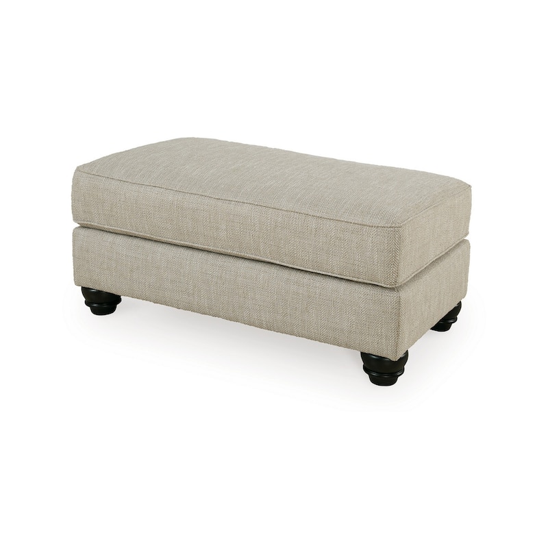 Asen 44 Inch Ottoman with Plush Cushion in Beige Polyester Upholstery