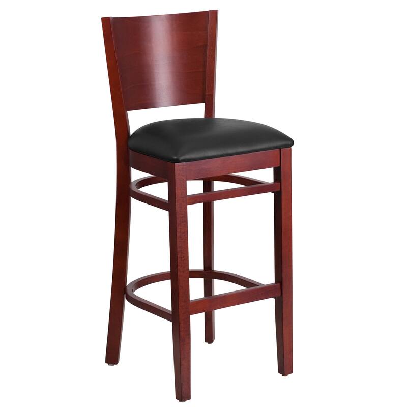 2 Pk. Lacey Series Solid Back Wooden Restaurant Barstool - 16.75"W x 18"D x 43.5"H - 16.75"W x 18"D x 43.5"H