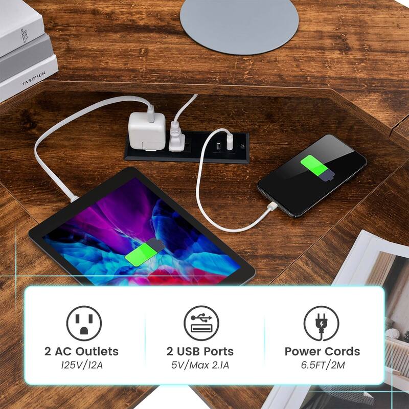 Costway L-shaped Computer Desk with Power Outlet 51" Corner Computer - See Details