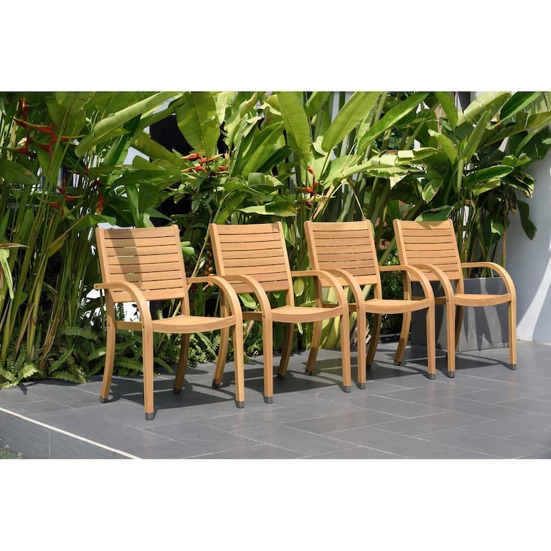 Tottenville Outdoor Patio FSC Certified Wood Stackable Chairs 2 or 4pc by Havenside Home