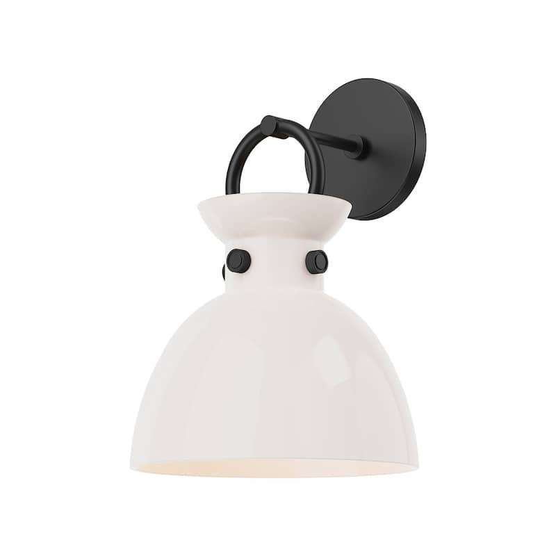 Alora Lighting WV411809 Waldo 13" Tall Wall Sconce - Matte Black / Glossy Opal