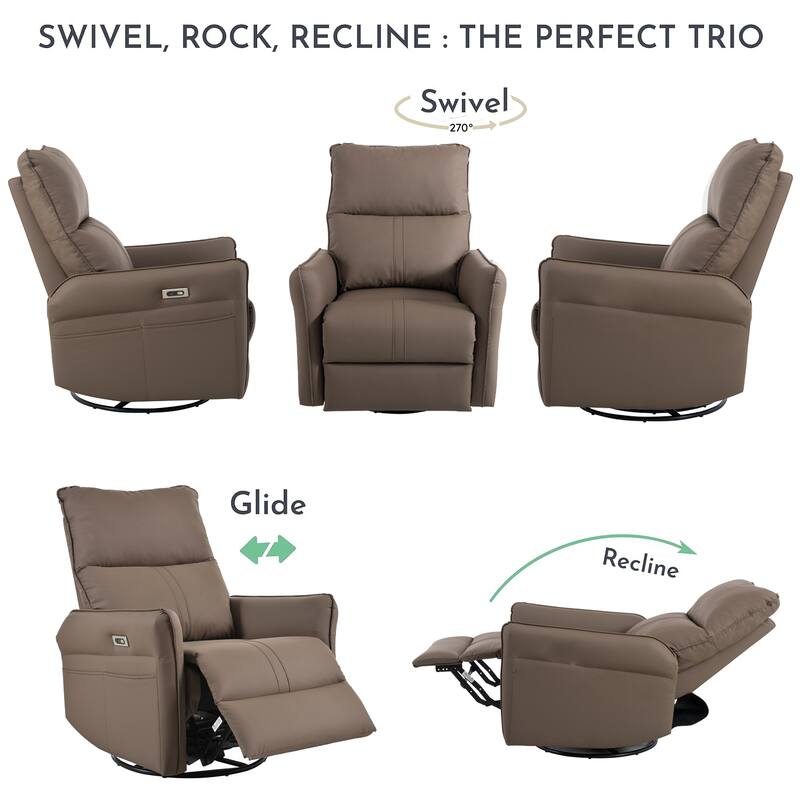270° Swivel Rocker Power Recliner with USB Ports