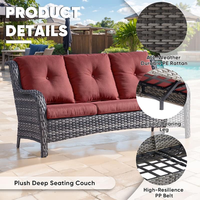 Gymojoy Outdoor Wicker Sofa Patio Rattan Wicker Furniture Cushion Sofa