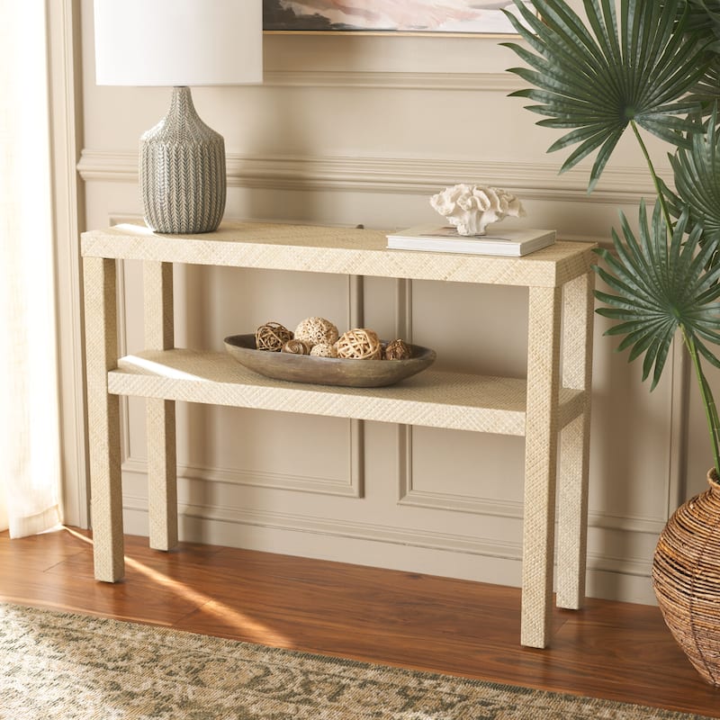 SAFAVIEH Apis Raffia 2-Shelf Console Table - 42"W x 12"D x 31"H - Natural
