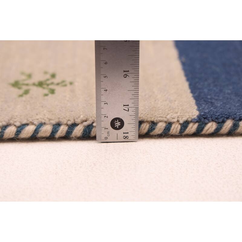 ECARPETGALLERY Hand Loomed Kashkuli Gabbeh Light Grey Wool Rug - 6'7 x 9'8