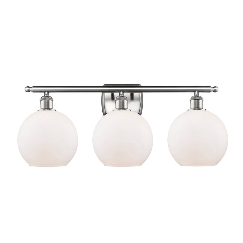 Innovations Lighting Athens 3 Light 26" Bath Vanity Light - 8" Shade - Matte White/Brushed Satin Nickel