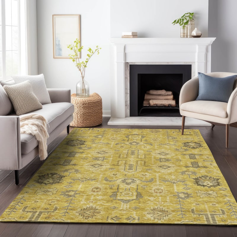 Premium Washable Super Soft Traditional Global Mayfield Rug - Gold - 3' x 5' - Rectangle