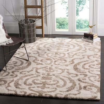 SAFAVIEH Florida Shag Honey Ornate Damask 1.2-inch Thick Rug