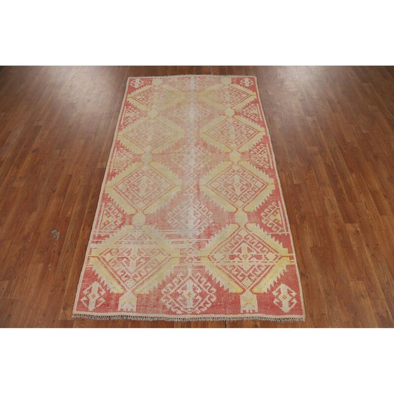 All-Over Geometric Bakhtiari Persian Rug Hand-Knotted Wool Carpet - 3'10" x 7'0"