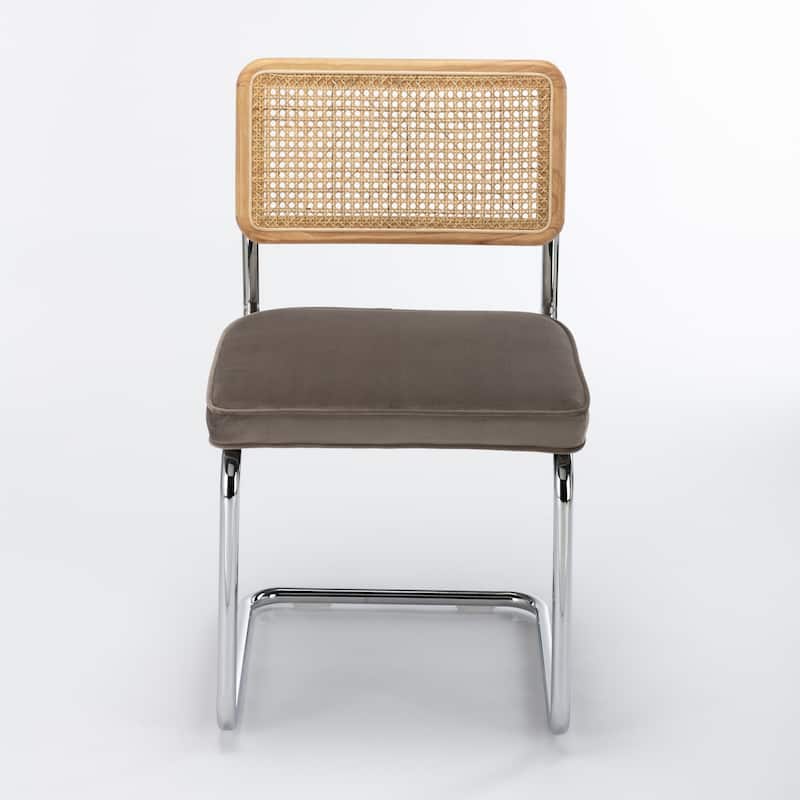 Latham Cane Back Velvet Side Chair (Set of 2) - Platinum