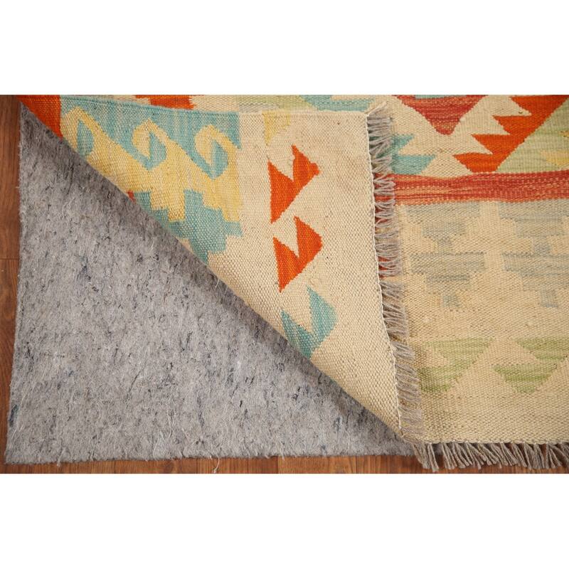 Hand Woven Oriental 100% Wool Carpet Southwestern Geometric Multi-Colored Kilim Area Rug - 6' 10'' X 4' 9''