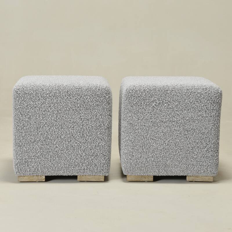 KINWELL 18.5" W Square Boucle Upholstered Ottoman Entryway Footstool