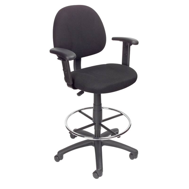 Boss Contoured Comfort Drafting Chair with Arms - Black