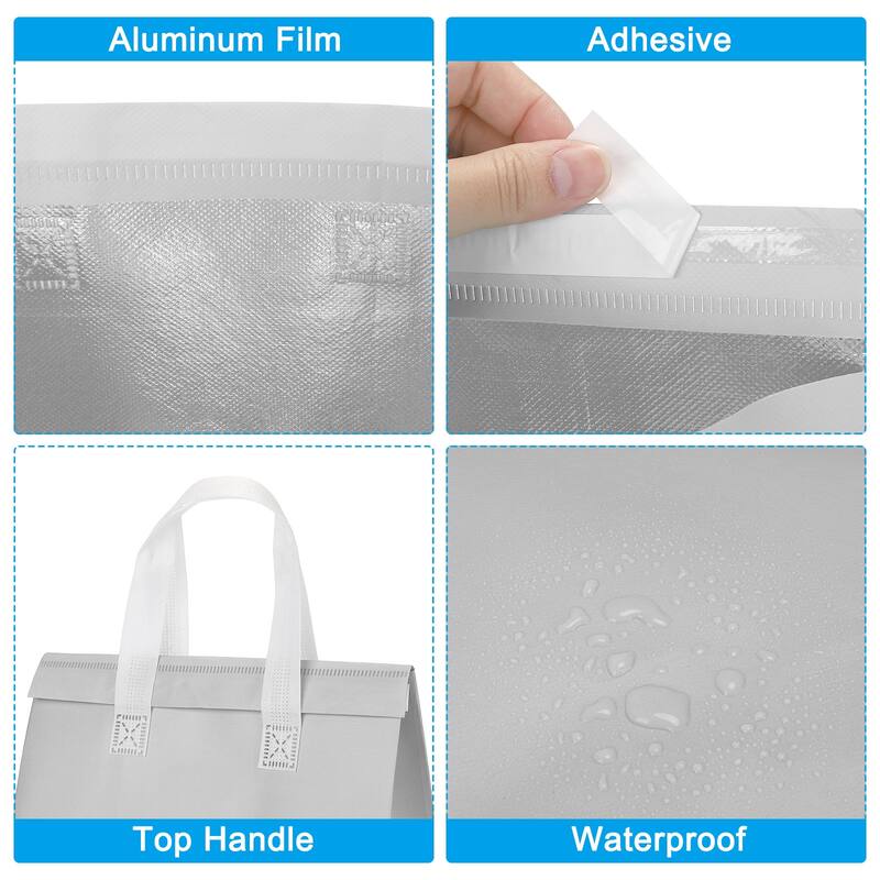 Insulated Take Away Bags, 25 Pcs Thermal Bags 9.4 x 5.9 x 10.2 Inch