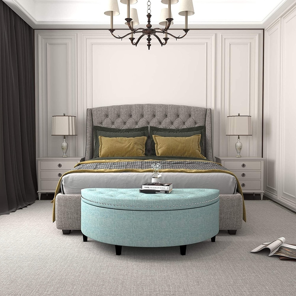 Semi circle clearance storage ottoman