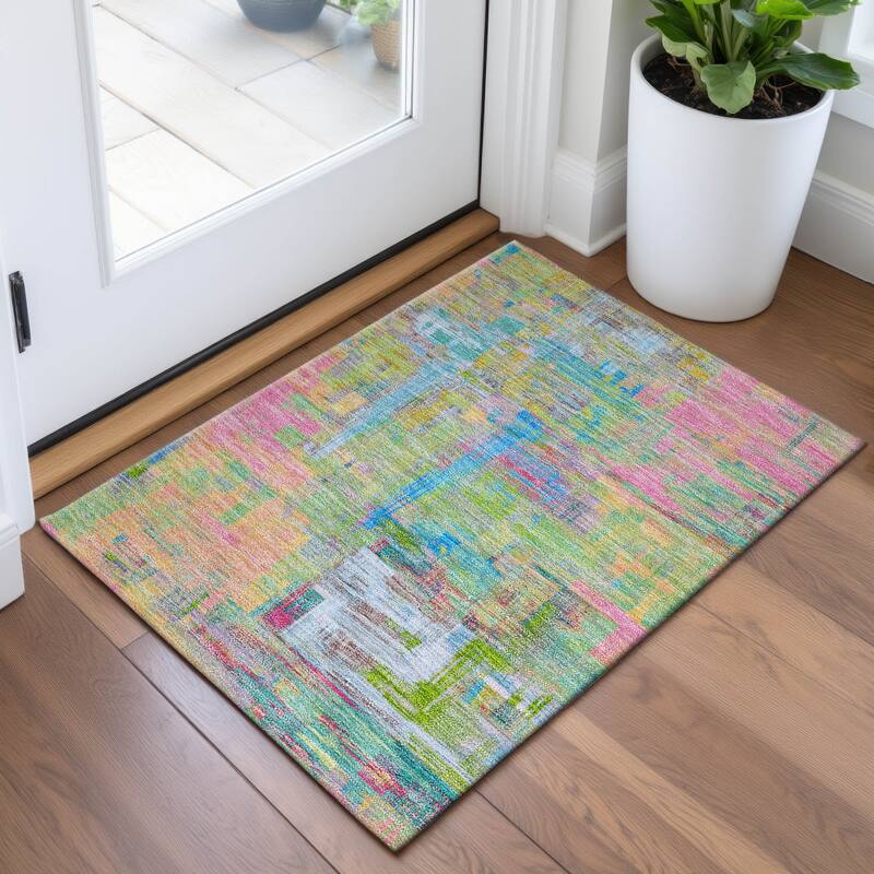 Premium Washable Super Soft Abstract Glam Mayfield Rug - Pink - 1'8" x 2'6"