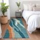Machine Washable Indoor/ Outdoor Abstract Contemporary Chantille Rug - Teal - 2'3" x 7'6"