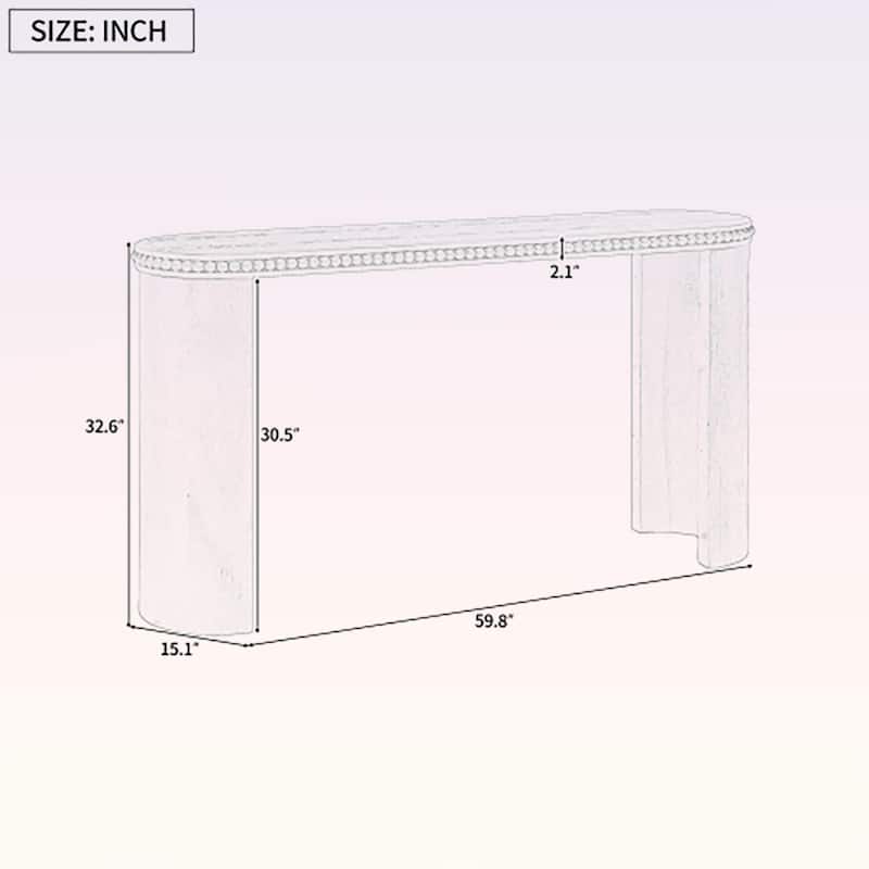 Elegant Console Table with Beaded Trim and Reversible Curved Legs,for Hallway, Living Room