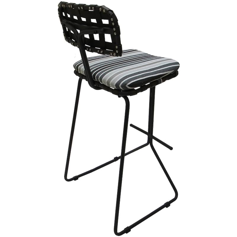 Outdoor/Indoor Metal Bar Stool 30" - Nikki - Striped Fabric