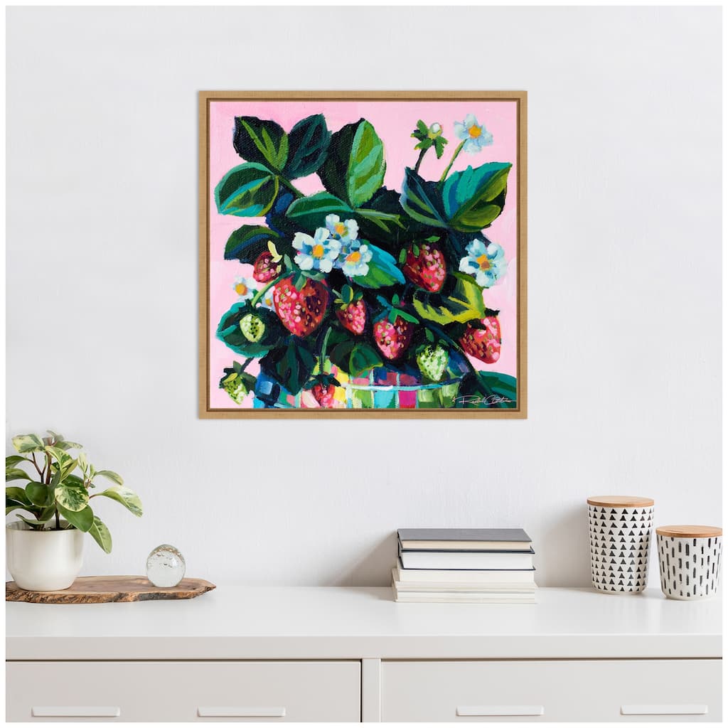 Kate and Laurel Sylvie Disco Berries Framed Canvas by Rachel Christopoulos