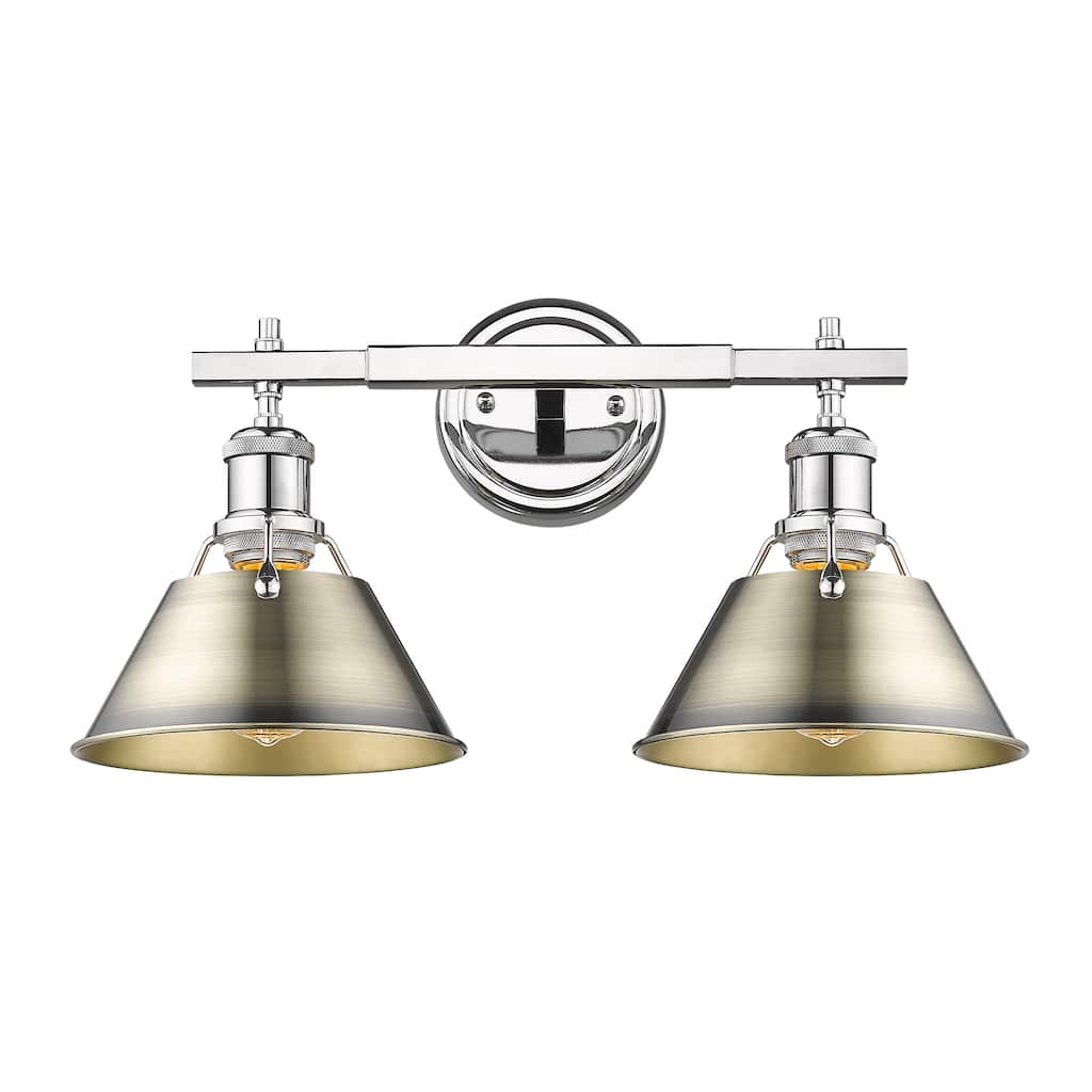 Orwell 2-Light Vanity Light in Chrome with Aged Brass - Silver