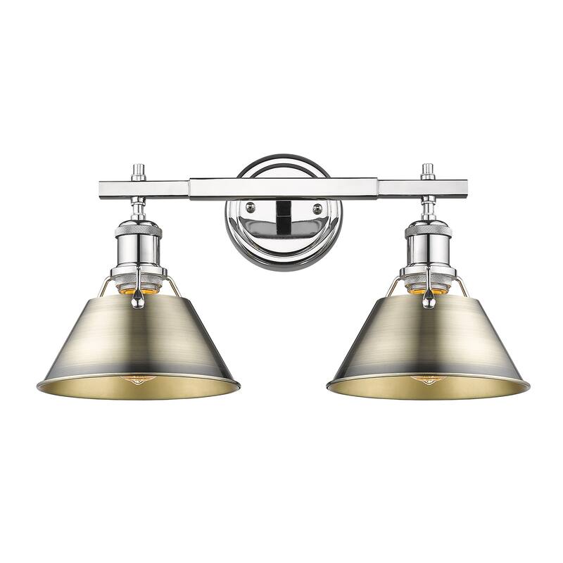 Yep by Golden Lighting Orwell 2-light Vanity in Chrome and Aged Brass shade - Silver