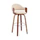 Daxton Mid-Century Swivel Bar Stool, Upholstered Counter Height Chair with Bentwood Legs