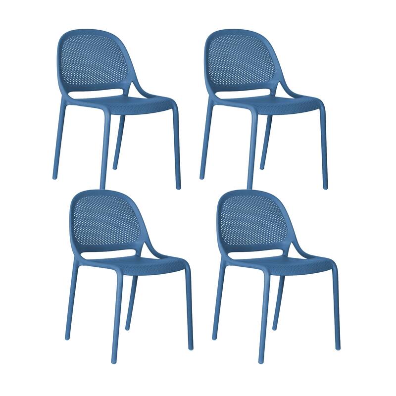 Shay Set of 4 Stackable Dining Chairs, Indoor/Outoor - Berry Blue