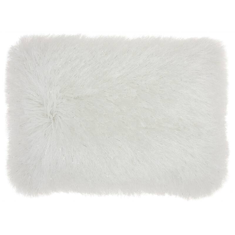 HomeRoots 14" X 20" Slate Gray Faux Fur Throw Pillow - 14" x 20" - Polyester - WHITE
