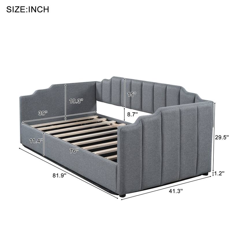 Upholstered Daybed with Underneath Storage, Twin/Full Size Lift Up Storage Daybed Frame Sofa Bed with Support Slats