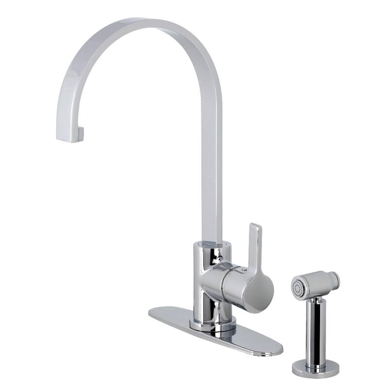 Kingston Brass Continental Single-Handle Kitchen Faucet with Brass Sprayer