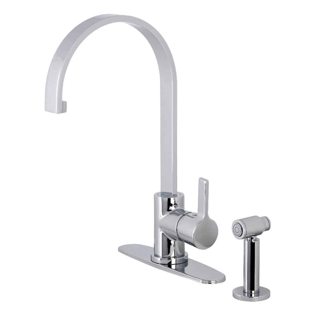 Kingston Brass Continental Single-Handle Kitchen Faucet with Brass Sprayer