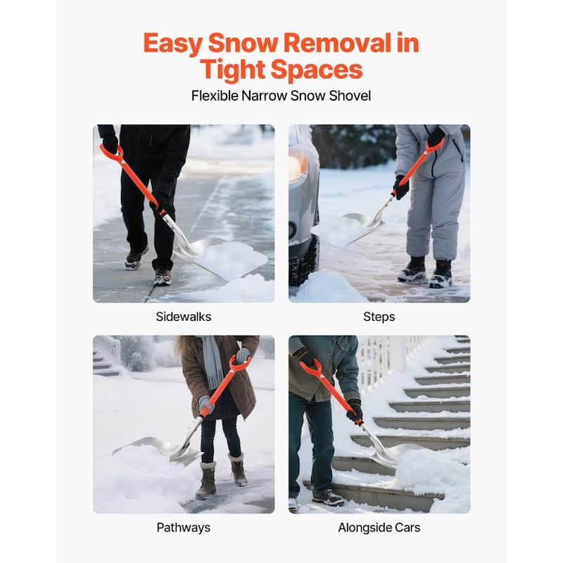 Silver Heavy Duty Aluminum Snow Shovel with D-Grip Handle for Driveway Camping and Outdoors - Silver-45"L