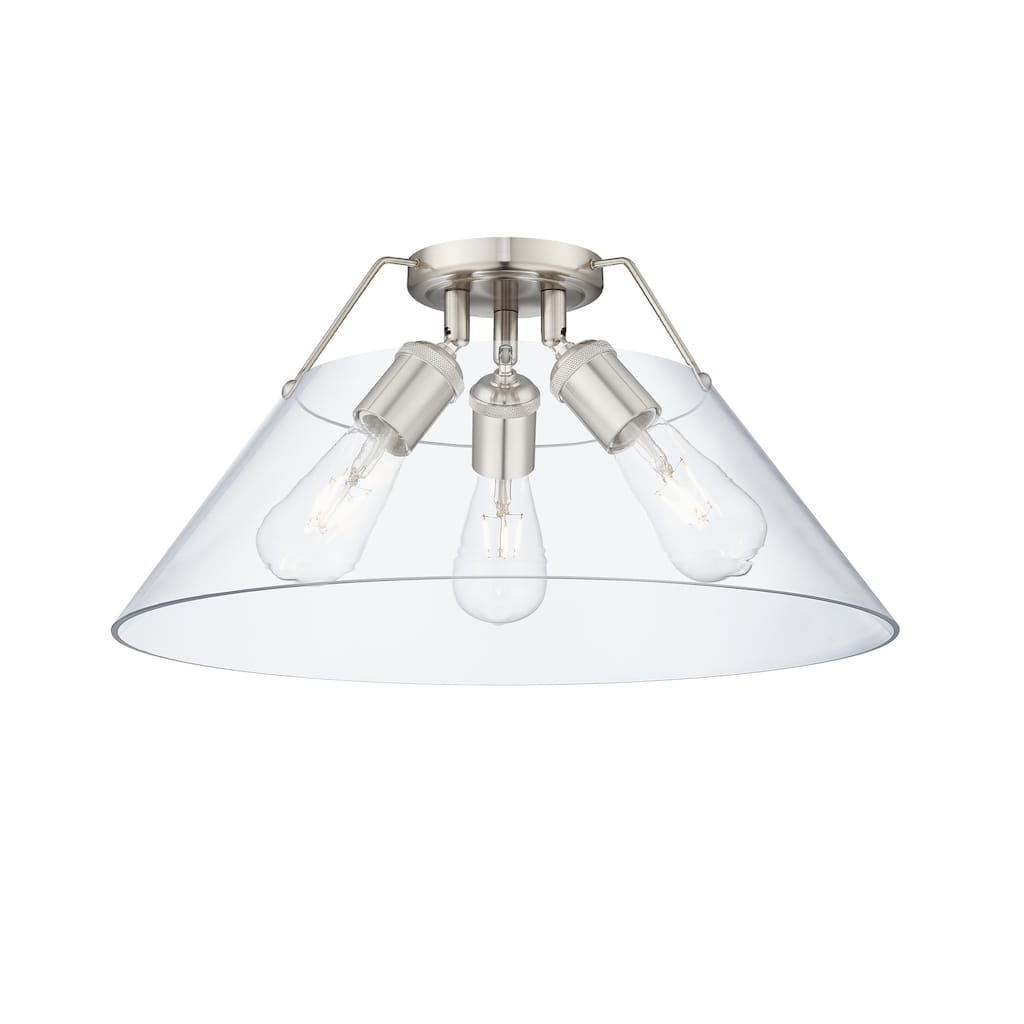 Orwell 3-Light Flush Mount in Pewter with Clear Glass - Silver
