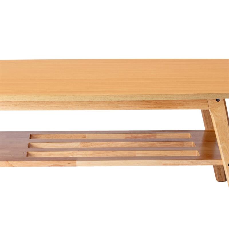 Natural Oak Coffee Table with Solid Wood Legs
