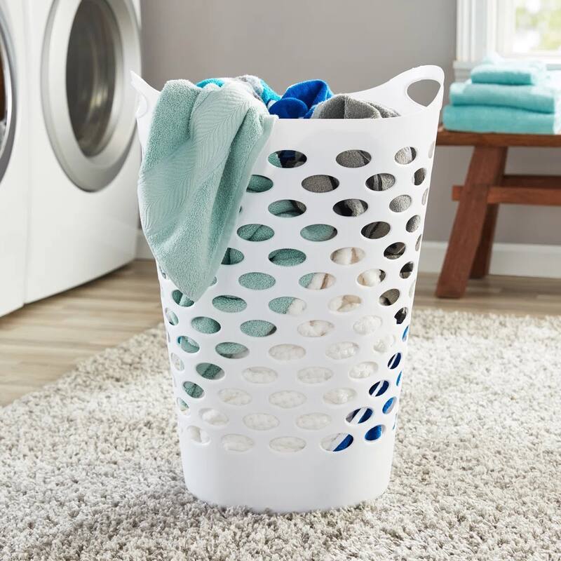 1.8 Bu / 66L Flex Plastic Hamper, 3 Pack, White