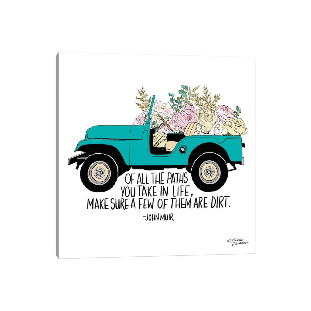 iCanvas "Floral Jeep" by Michele Norman Canvas Print