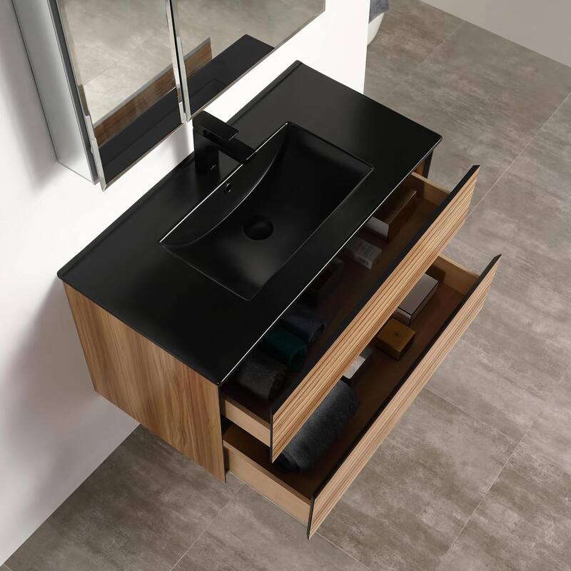Blossom Annecy 36" Floating Bathroom Vanity with Black Ceramic Sink