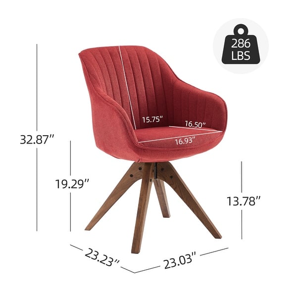 dimension image slide 2 of 4, Art Leon Classical Swivel Office Accent Chair with Wood Legs