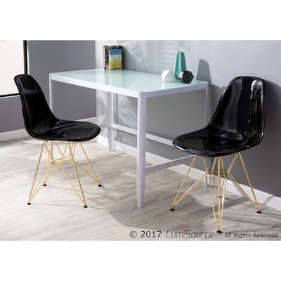 Porch & Den Smoke Ranch White Metal/ Glass Top Desk
