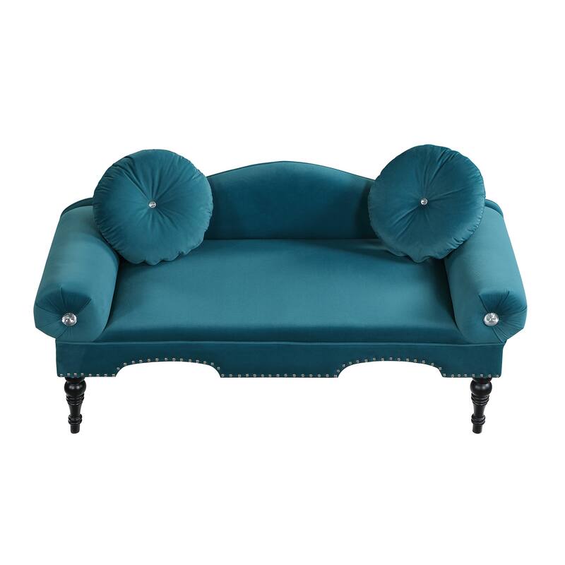 Modern Velvet Upholstered Sofa, Tufted Rolled Arm Accent Bedside Couch